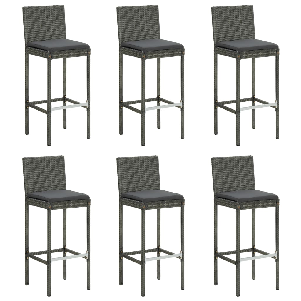 Set Bar da Giardino 7 pz con Cuscini in Polyrattan Antracite
