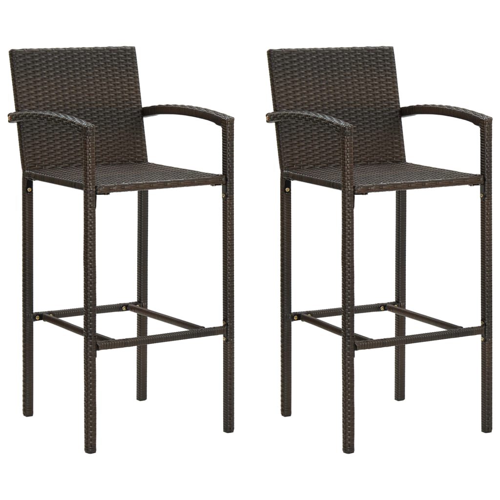 Set Bar da Giardino 3 pz con Braccioli in Polyrattan Marrone