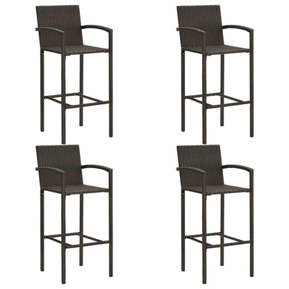 Set Bar da Giardino 5 pz con Braccioli in Polyrattan Marrone