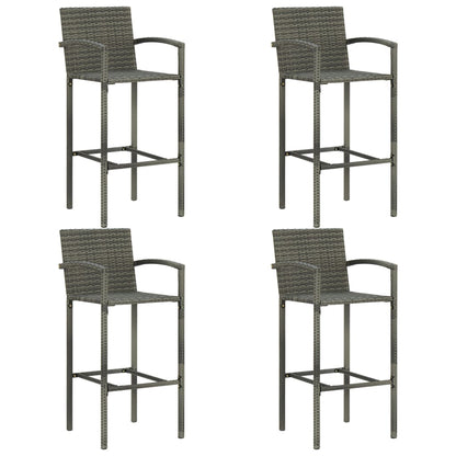 Set Bar da Giardino 5 pz con Braccioli in Polyrattan Grigio
