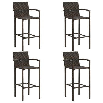 Set Bar da Giardino 5 pz con Braccioli in Polyrattan Marrone