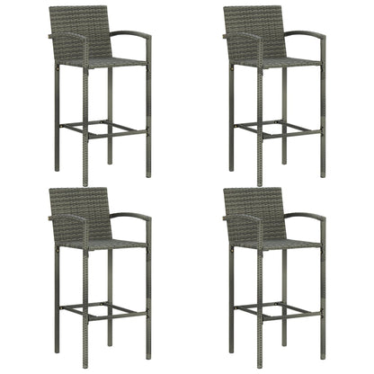 Set Bar da Giardino 5 pz con Braccioli in Polyrattan Grigio