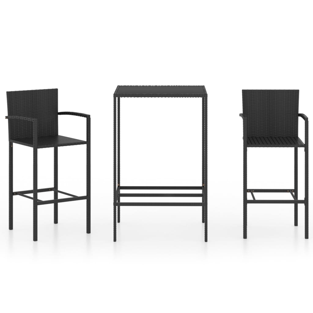 Set Bar da Giardino 5 pz in Polyrattan Nero