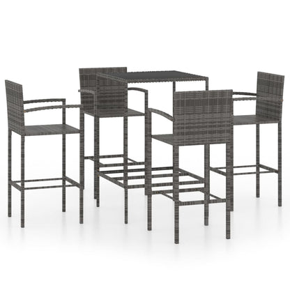Set Bar da Giardino 5 pz in Polyrattan Grigio