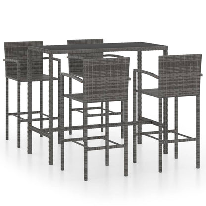 Set Bar da Giardino 5 pz in Polyrattan Grigio