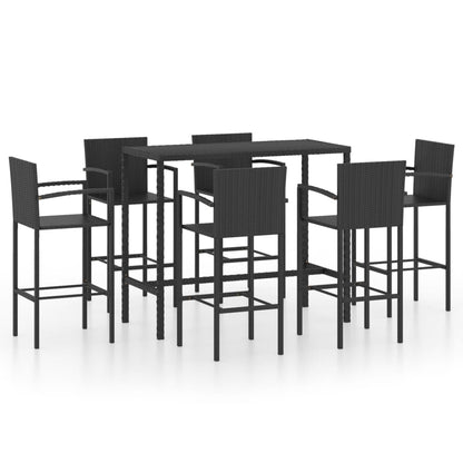 Set Bar da Giardino 7 pz in Polyrattan Nero
