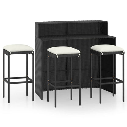 Set Bar da Giardino 4 pz con Cuscini Nero