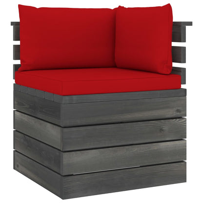 Divano Angolare da Giardino su Pallet con Cuscini Legno di Pino
