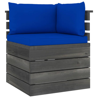 Divano Angolare da Giardino su Pallet con Cuscini Legno di Pino