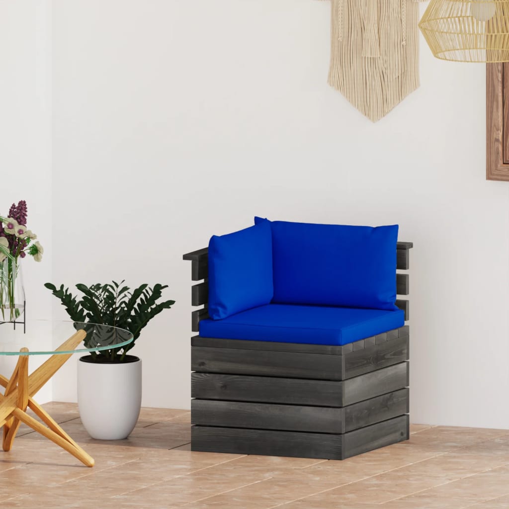 Divano Angolare da Giardino su Pallet con Cuscini Legno di Pino