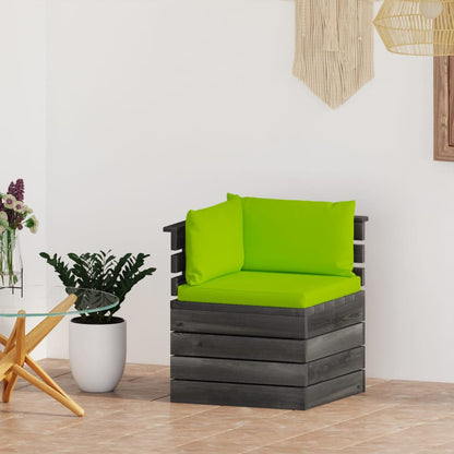 Divano Angolare da Giardino su Pallet con Cuscini Legno di Pino