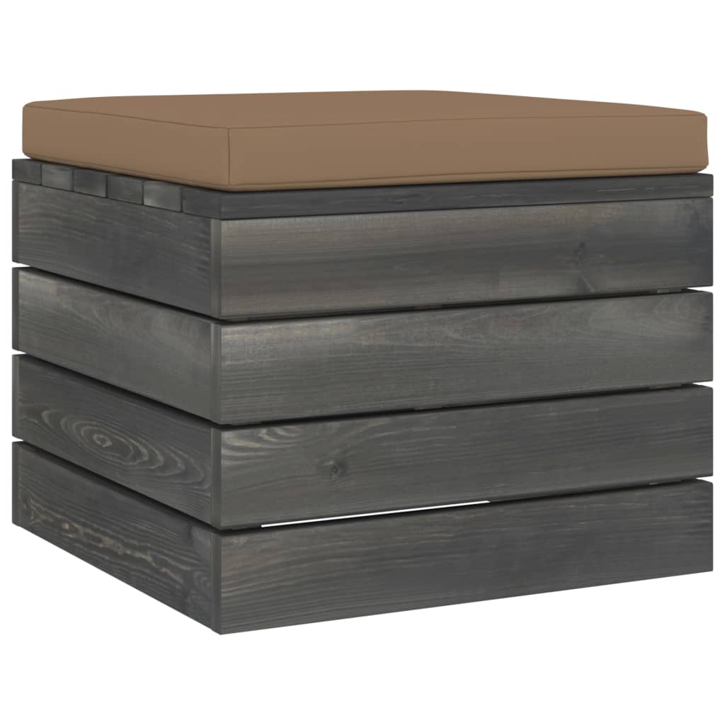 Pouf da Giardino su Pallet con Cuscino Talpa in Legno di Pino