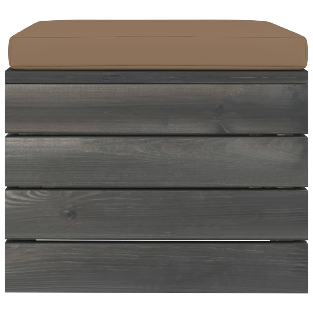 Pouf da Giardino su Pallet con Cuscino Talpa in Legno di Pino