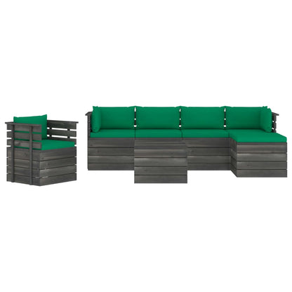 Set Divani da Giardino su Pallet 7 pz con Cuscini Massello Pino