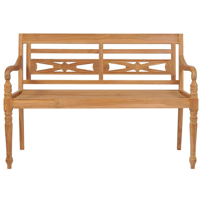 Panca Batavia con Cuscino Grigio 120 cm in Massello di Teak