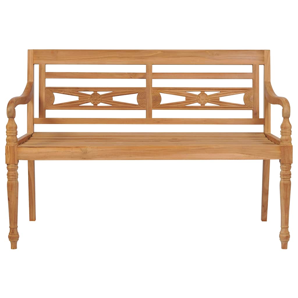 Panchina Batavia con Cuscino Rosso Vino 120cm in Teak Massello