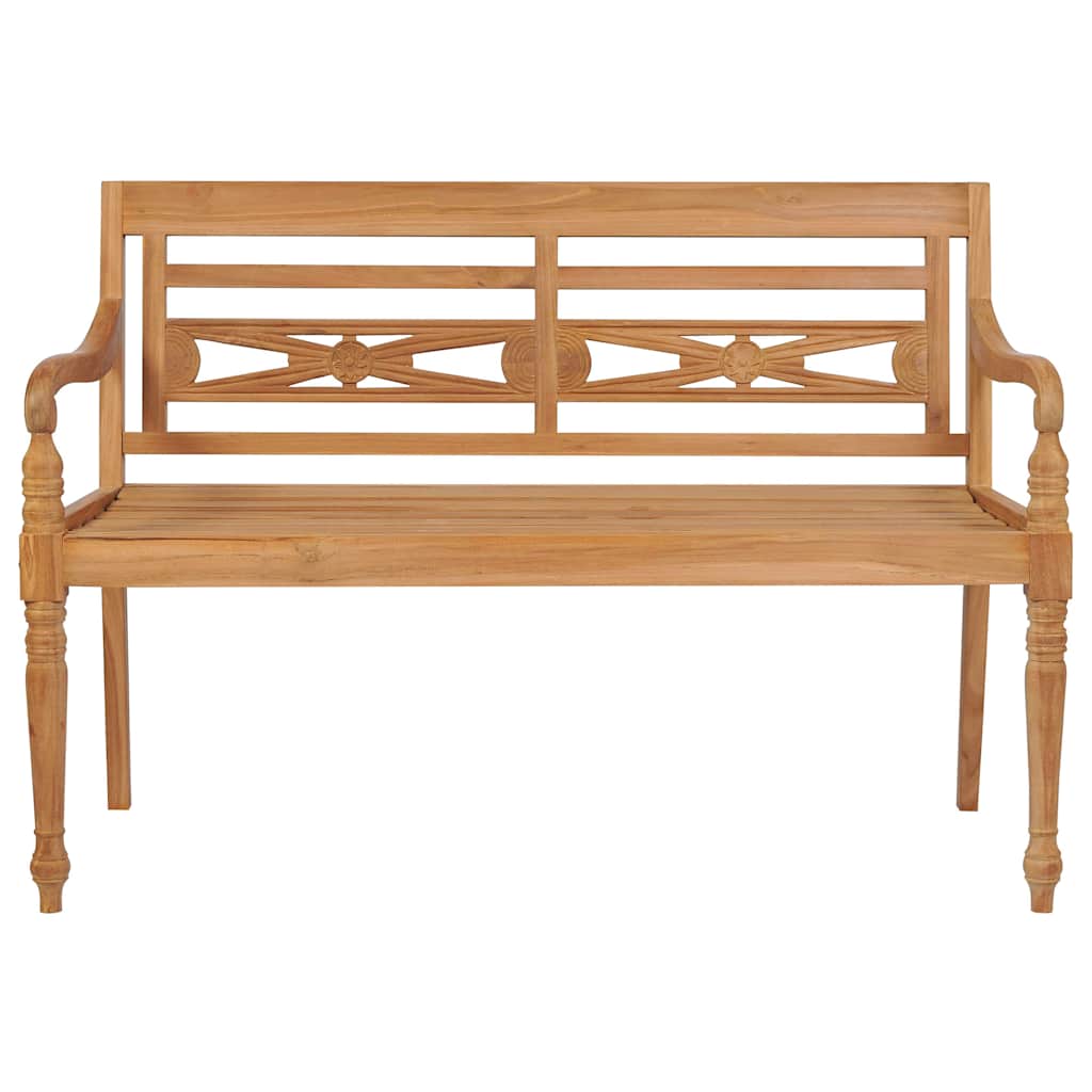 Panchina Batavia Cuscino a Quadri Grigio 120cm Teak Massello