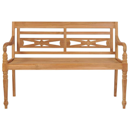 Panchina Batavia Cuscino a Quadri Grigio 120cm Teak Massello