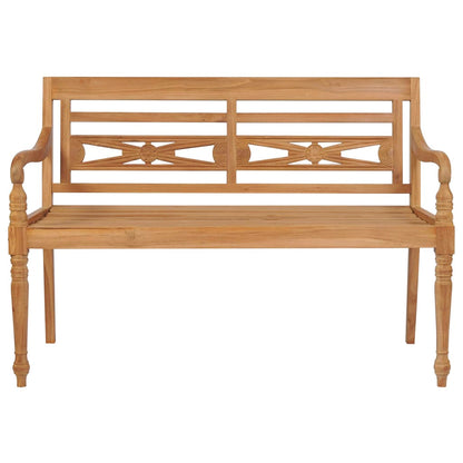 Panca Batavia con Cuscino Beige 120 cm in Massello di Teak