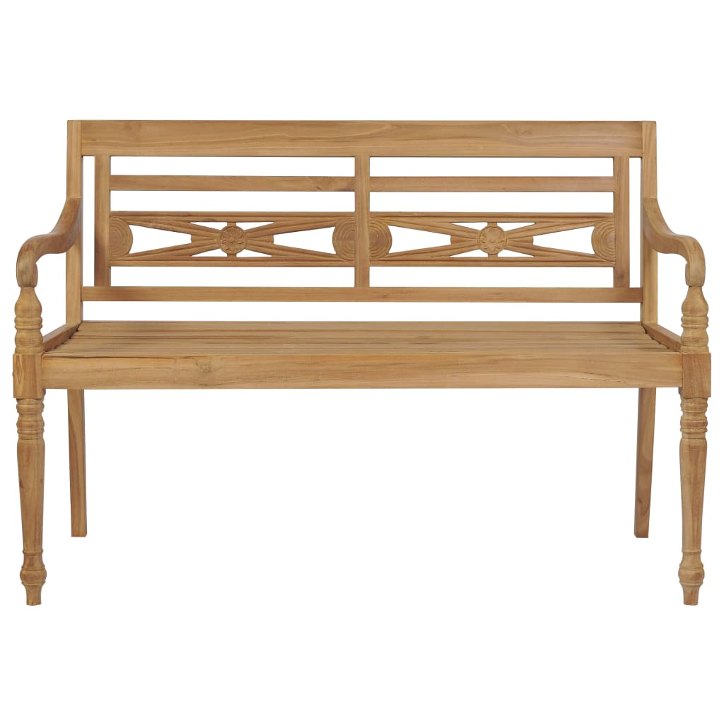 Panca Batavia con Cuscino Azzurro 120 cm in Massello di Teak