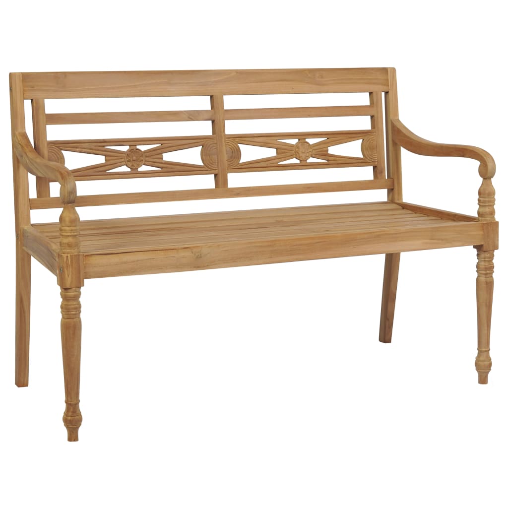 Panca Batavia con Cuscino Verde 120 cm in Massello di Teak