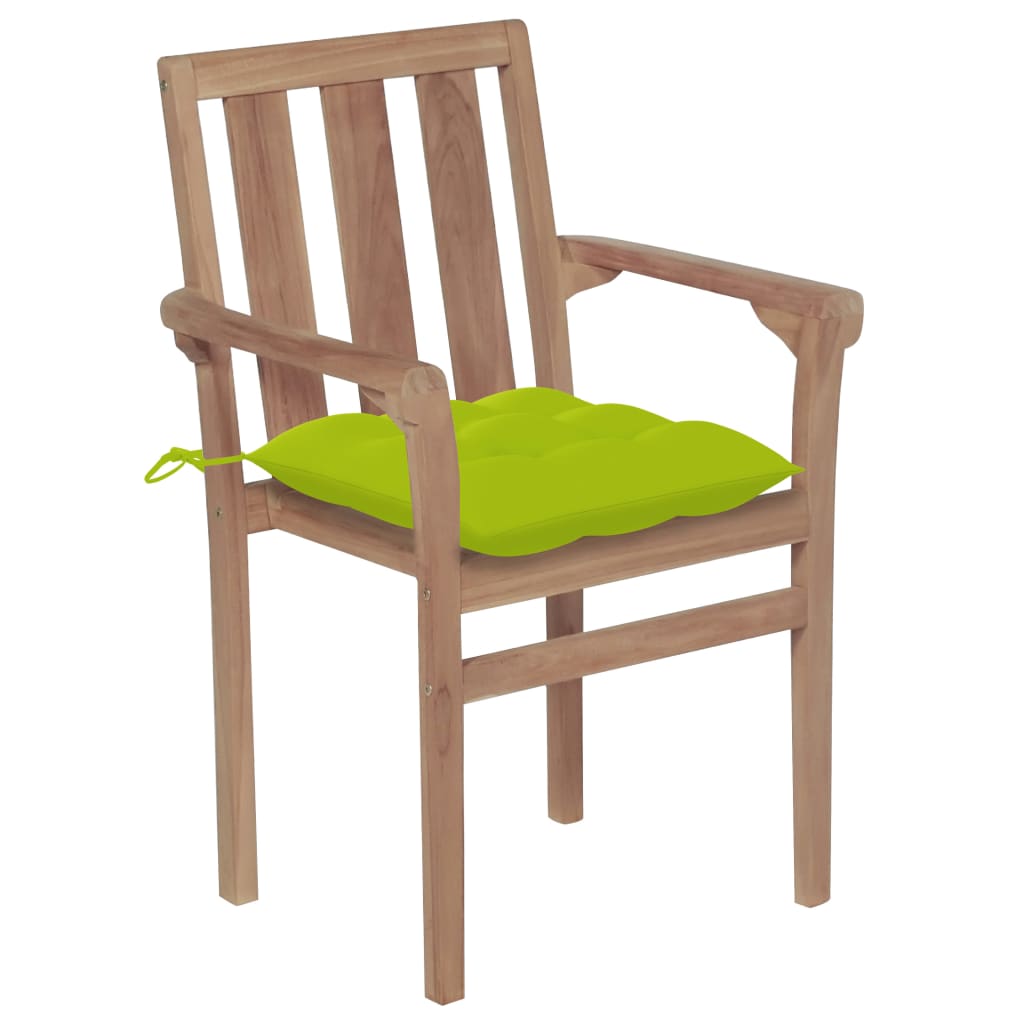 Sedie Giardino 2 pz e Cuscini Verde Brillante Massello di Teak