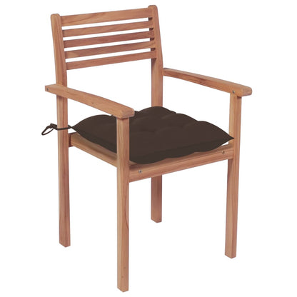 Sedie da Giardino 2 pz e Cuscini Grigio Talpa Massello di Teak