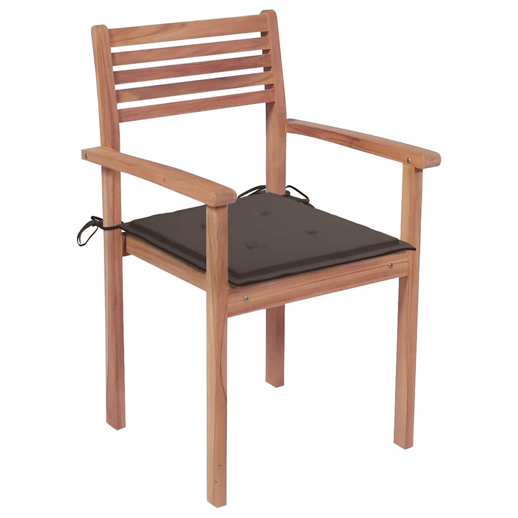 Sedie da Giardino 4 pz con Cuscini Talpa in Massello di Teak
