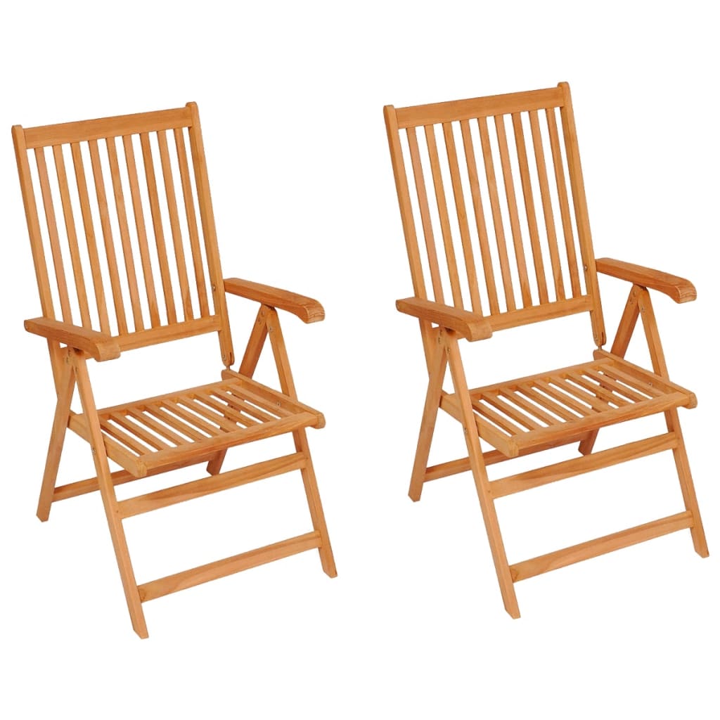Sedie da Giardino 2 pz con Cuscini Rossi in Massello di Teak