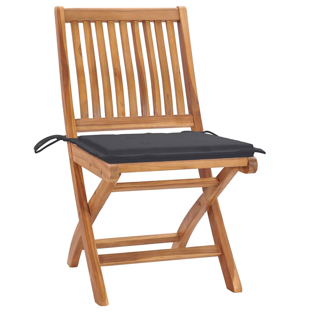 Sedie da Giardino 2 pz con Cuscini Antracite Massello di Teak