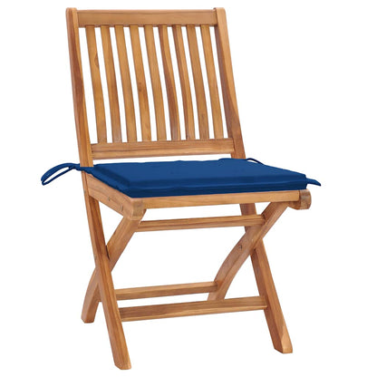 Sedie da Giardino 2 pz con Cuscini Blu Reale Massello di Teak