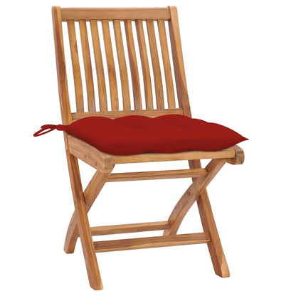Sedie da Giardino 2 pz con Cuscini Rossi Massello di Teak