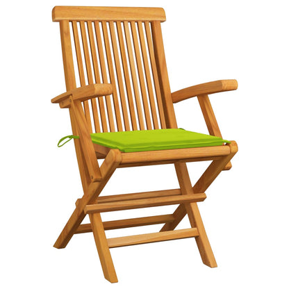 Sedie Giardino con Cuscini Verde Chiaro 2pz Legno Massello Teak