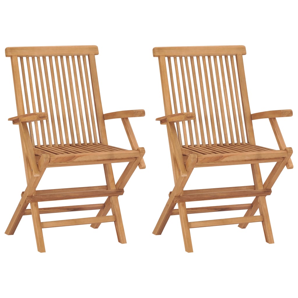 Sedie da Giardino 2 pz con Cuscini Neri Legno Massello di Teak