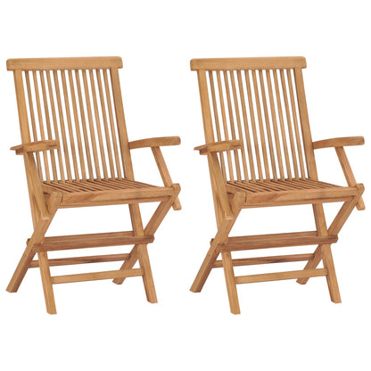 Sedie Giardino 2pz con Cuscini Verde Chiaro Legno Massello Teak