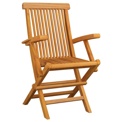 Sedie da Giardino con Cuscini Blu 3pz Legno Massello di Teak
