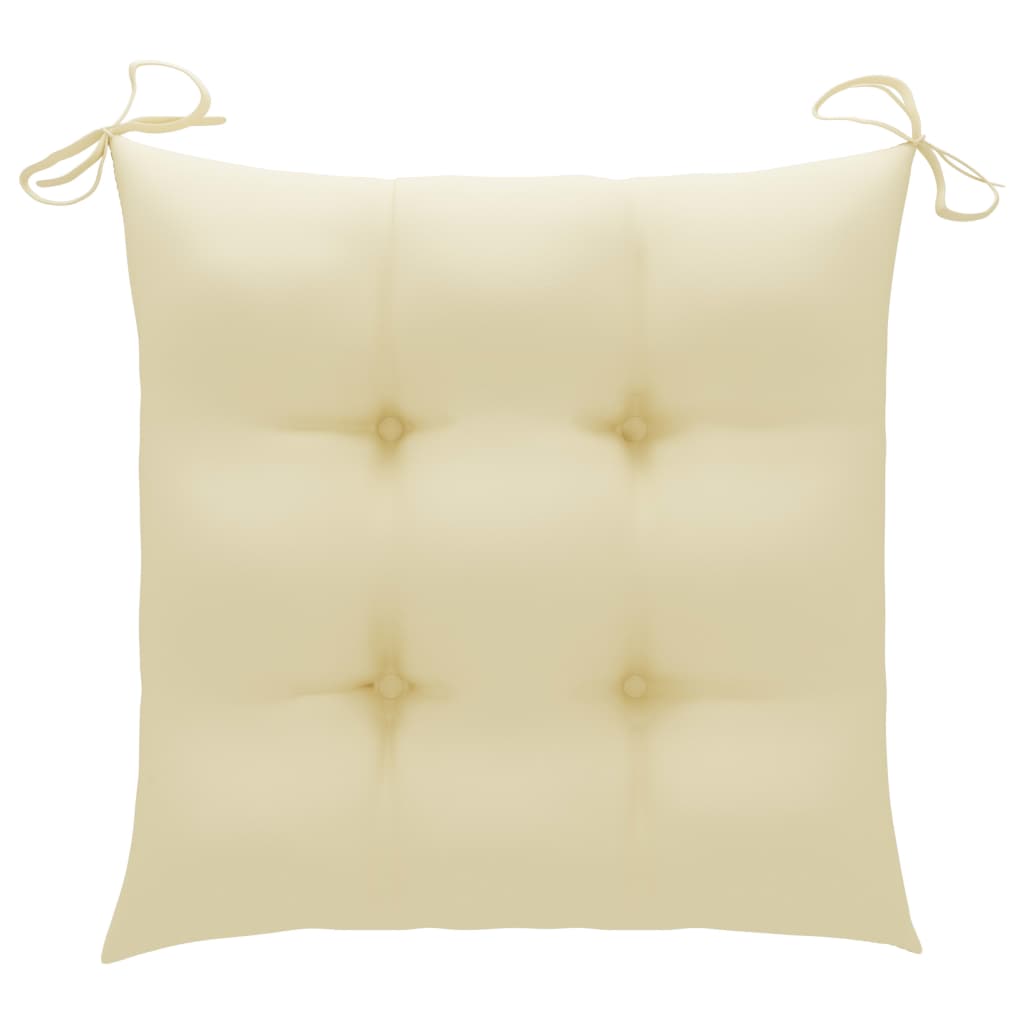 Sedie Giardino 3pz con Cuscini Bianco Crema Legno Massello Teak