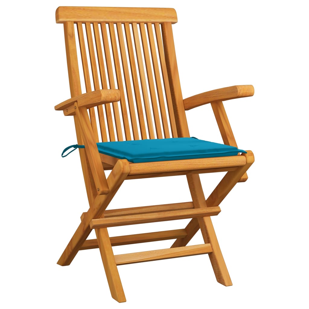 Sedie da Giardino con Cuscini Blu 6 pz Legno Massello di Teak