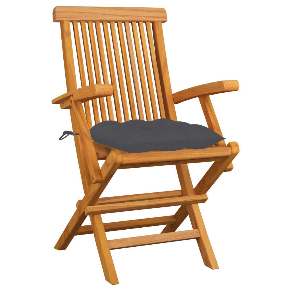 Sedie da Giardino con Cuscini Antracite 6pz Legno Massello Teak