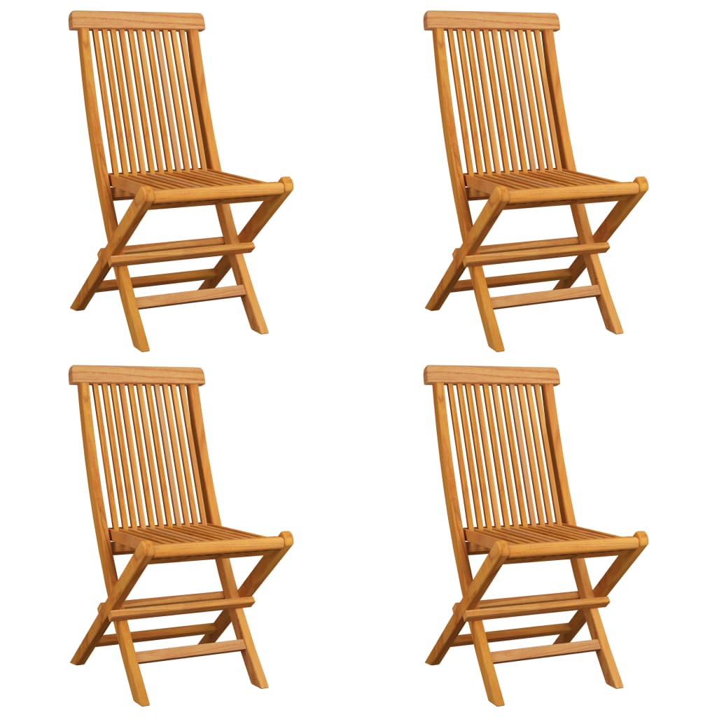 Sedie da Giardino Cuscini Verde Brillante 4 pz Massello di Teak