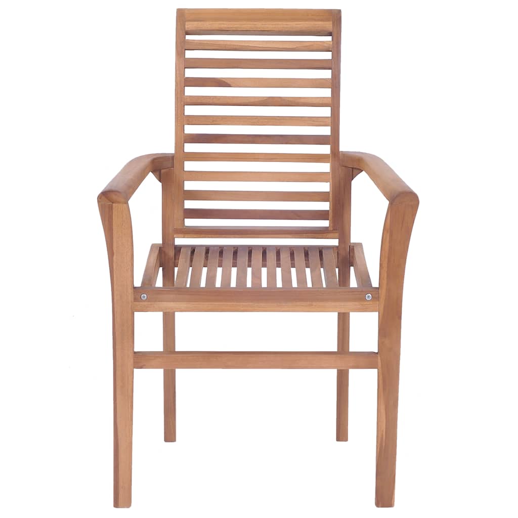 Sedie da Pranzo 4 pz con Cuscini Crema in Massello di Teak
