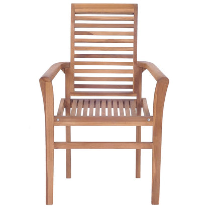 Sedie da Pranzo 4 pz con Cuscini Crema in Massello di Teak