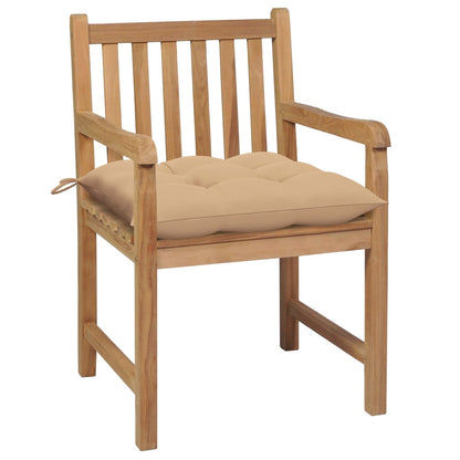Sedie da Giardino 2 pz con Cuscini Beige Massello di Teak