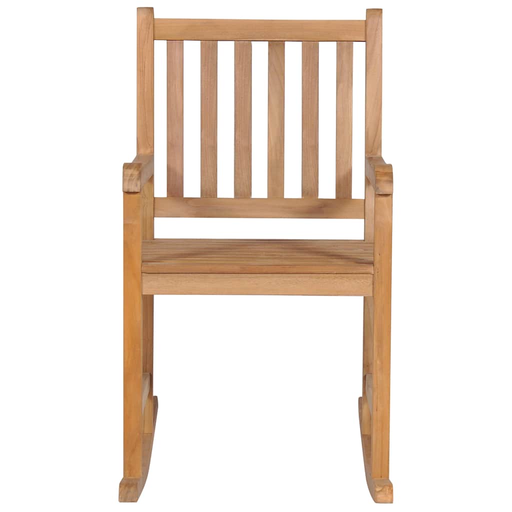 Sedia a Dondolo con Cuscino Rosso in Massello di Teak