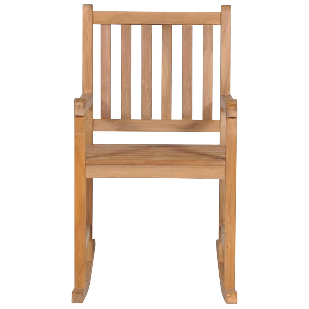 Sedia a Dondolo con Cuscino Verde Brillante in Legno di Teak