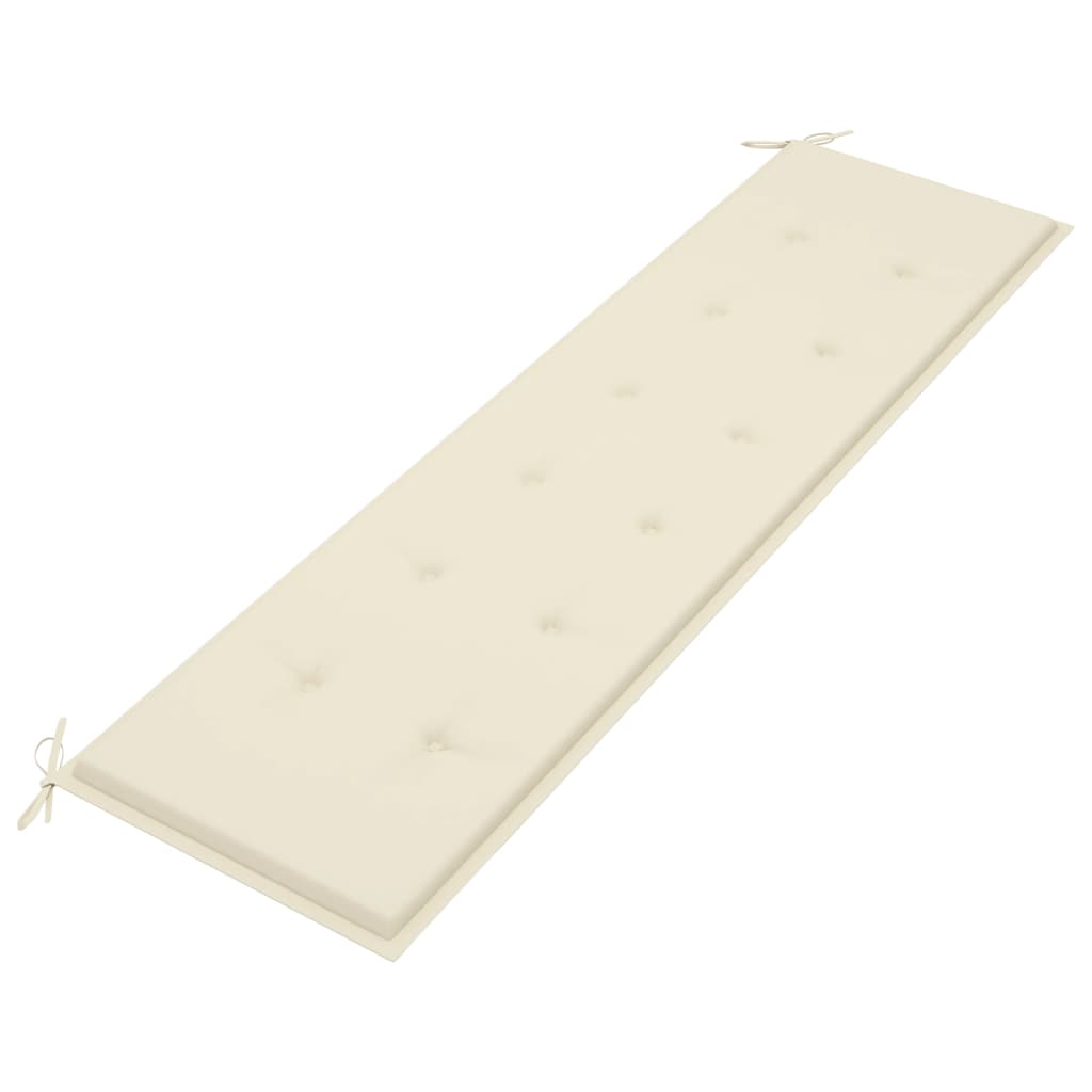 Panca da Giardino con Cuscino Crema 175 cm in Legno di Teak