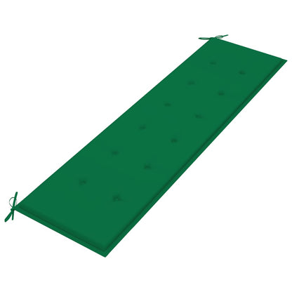 Panca da Giardino con Cuscino Verde 175 cm in Legno di Teak