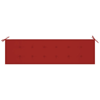 Panca da Giardino con Cuscino Rosso 175 cm in Legno di Teak
