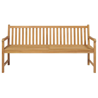 Panca da Giardino con Cuscino Nero 175 cm Legno di Teak