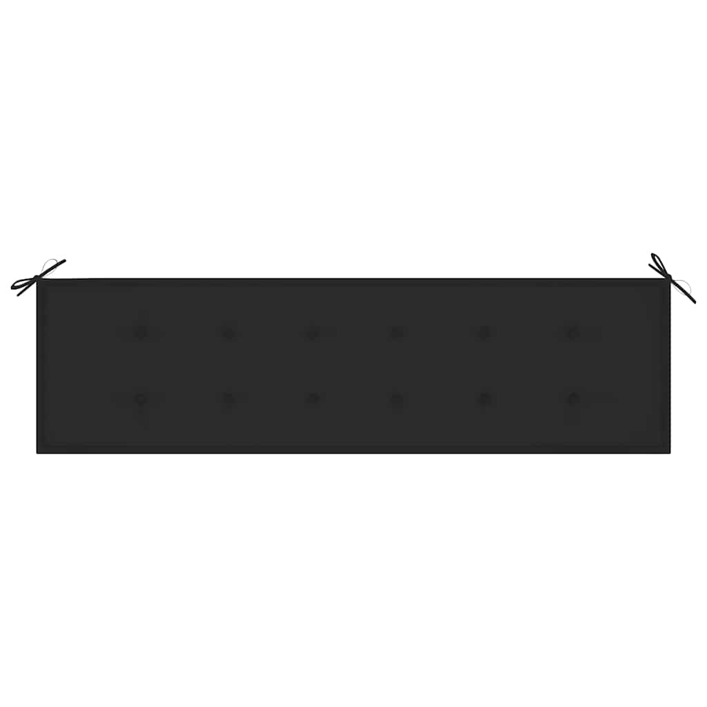 Panca da Giardino con Cuscino Nero 175 cm Legno di Teak